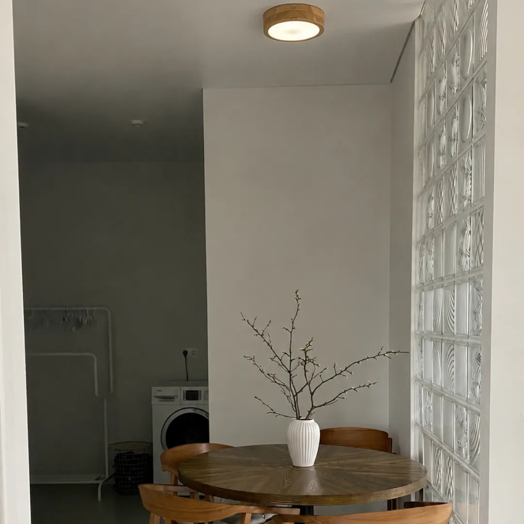 Plafon de teto madeira maciça LED japandi Hinoki