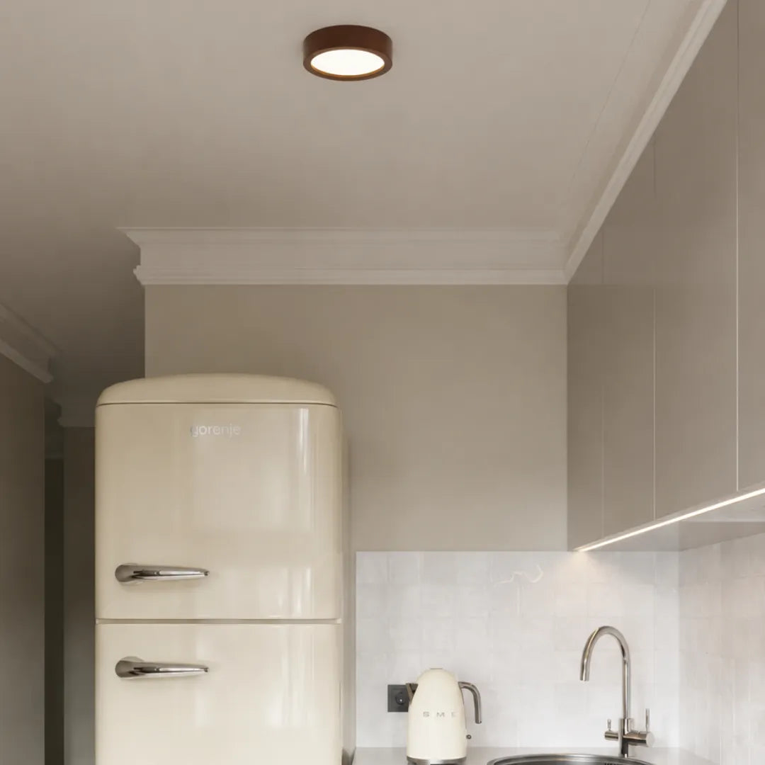 Plafon de teto madeira maciça LED japandi Hinoki