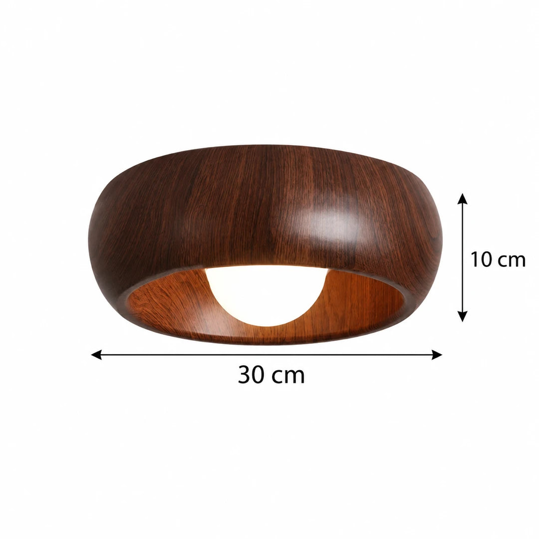 Medidas do Plafon LED Luno Madeira Marrom: 30 cm por 10 cm