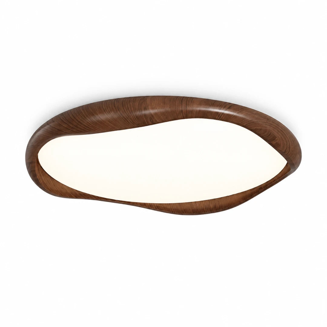 Plafon LED orgânico Auri madeira marrom em fundo branco