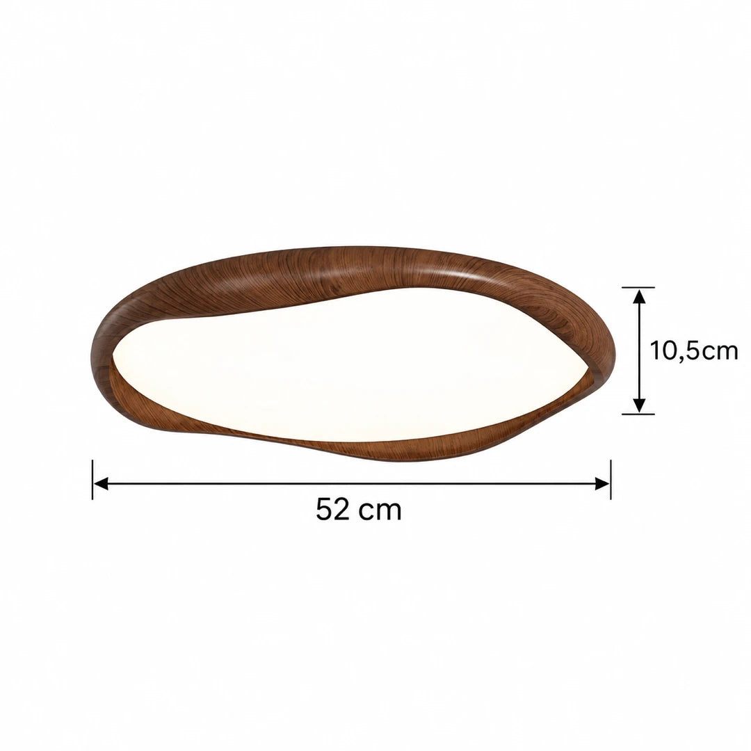 Medidas do Plafon LED Auri Madeira Marrom: 52 cm por 10,5 cm
