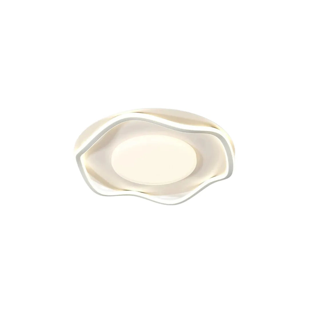 Plafon Nivor LED minimalista em alumínio e ferro sobre quarto Warm Minimalism — Tonzi