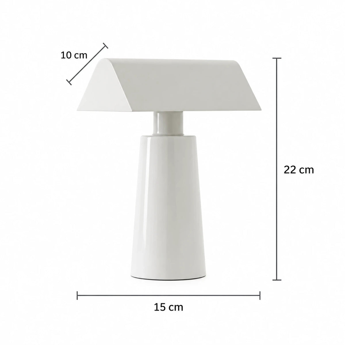 Medidas da Prisma Branca: altura 22 cm, largura 15 cm e profundidade da cúpula 10 cm