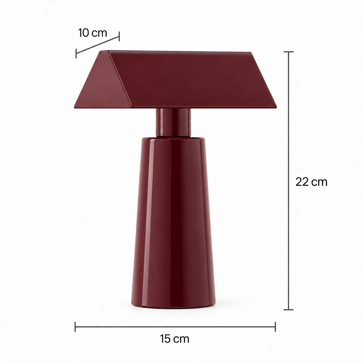 Medidas da Prisma Vinho: altura 22 cm, largura 15 cm e profundidade da cúpula 10 cm
