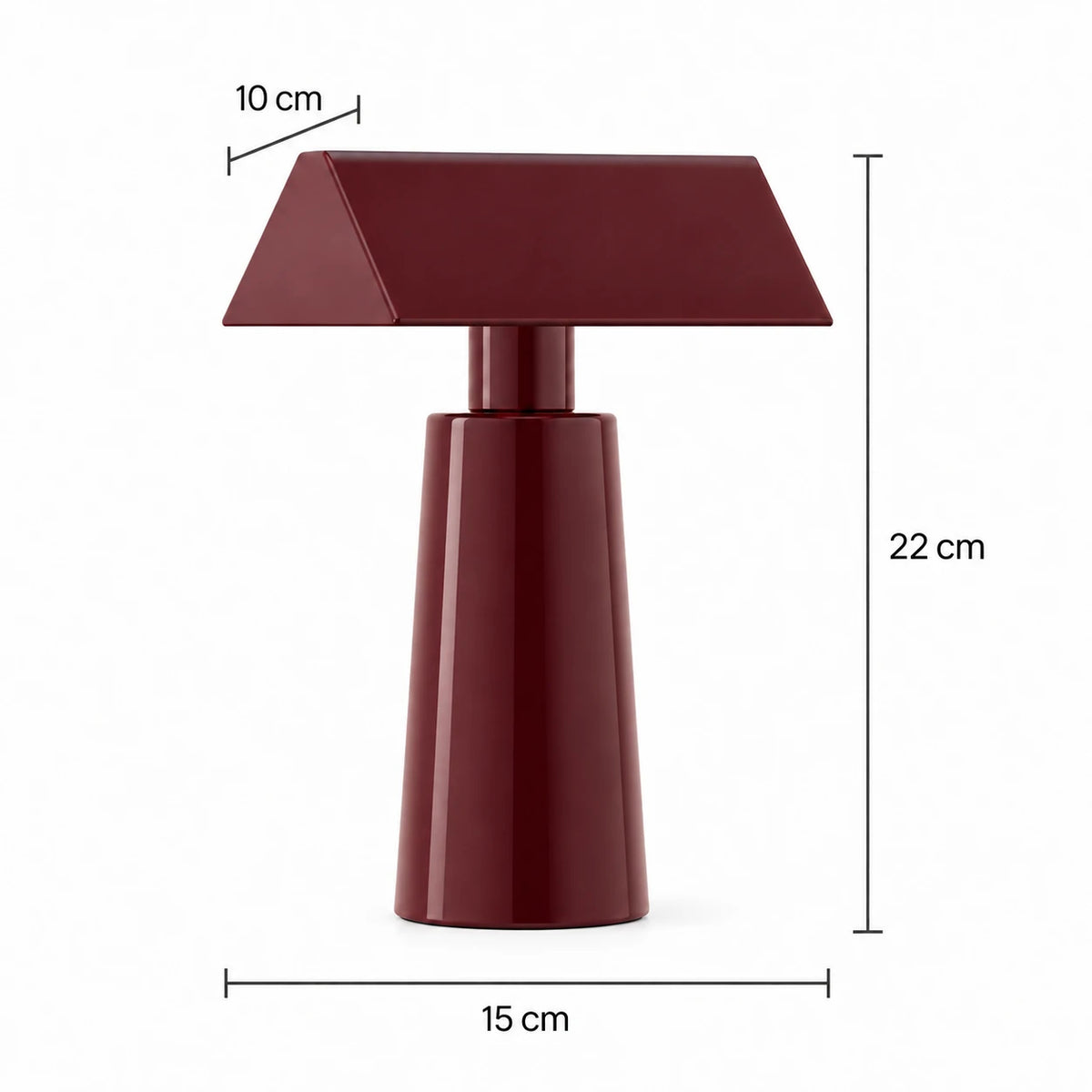 Medidas da Prisma Vinho: altura 22 cm, largura 15 cm e profundidade da cúpula 10 cm