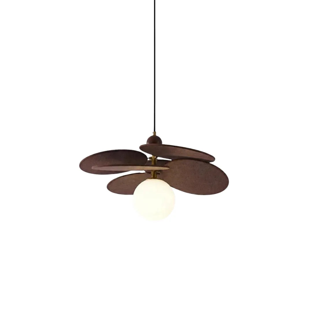 Luminária pendente tecido e vidro LED rústica Faia